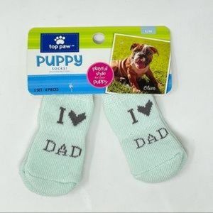 LAST 1! NWT! I ❤️Heart/Love Dad Padded Grip Knit Dog Socks by Top Paw!